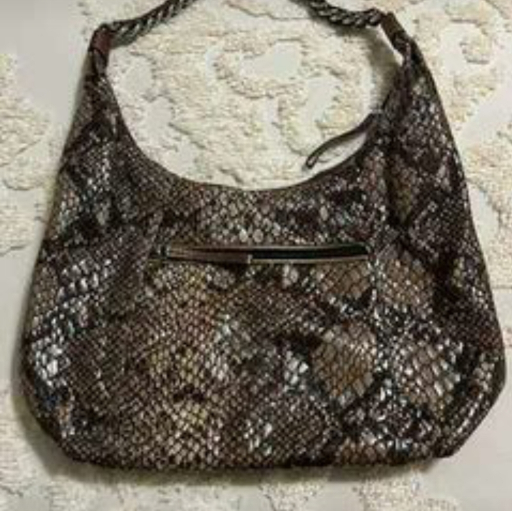 Brighton Python Snakeskin Leather Shoulder Purse - image 1